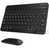 Rechargeable Bluetooth Keyboard And Mouse Combo, Universal Ultra-Slim Wireless Keyboard Mouse Set For Android Windows Ipad Iphone Samsung Tablet Portable Compact Keyboard Set (Black)