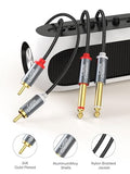 RCA to 1/4 Cable, Dual 1/4 inch TS to Dual RCA Stereo Audio Interconnect Cord, Gold Plated Copper Shell 2X 6.35mm 1/4 inch Male TS to 2 RCA Male, 3FT