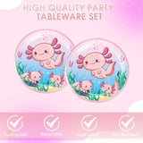 40Pcs Pink Cartoon Axolotl Birthday Party Decorations Reptile Animals Party Tableware Set Axolotl Party Paper Plates And Napkin?boys Girls Birthday,Baby Shower Axolotl Theme Party Supplies,Serve 20