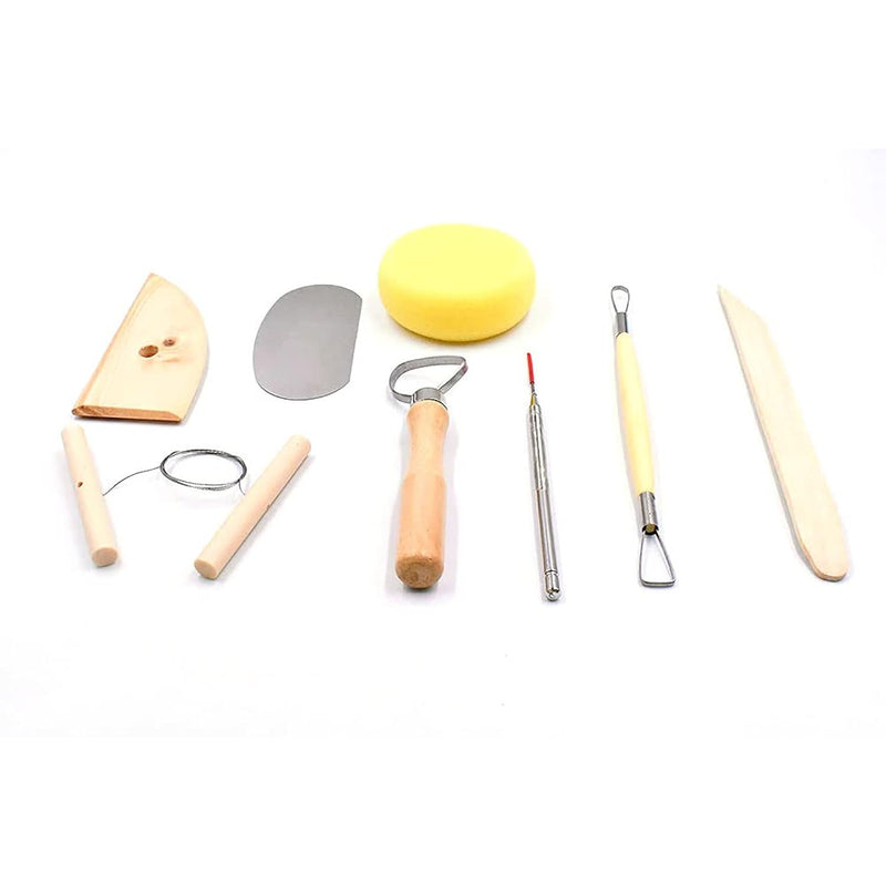 8Pcs Wooden Pottery Clay Wax Tool Kit Carving Sculpting Modeling Tool