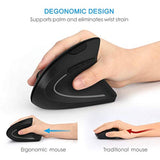 Wireless Vertical Mouse, 2.4G Wireless Ergonomic Optical Mouse With 3 Adjustable 800/1200 /1600 Dpi, More Suitable For Big Hands
