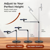 Overhead Tripod for iPhone, Heavy Duty Aluminum Overhead Phone Mount, Angle & Height Adjustable, Telescopic Arm, Overhead Phone Stand for Recording,