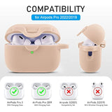 Airpods Pro 2 Case with Cute Bling Keychain, Secure Lock Case for Women Girls - Milk Tea