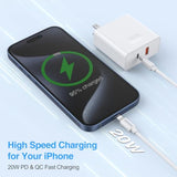 Pd 20W Wall Charger With Cable Dual Ports Fast Charing Power Adapter For Iphone Series And Android Devices