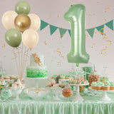 40 Inch Sage Green Number 1 Balloon, Olive Green 1St Birthday Balloons, Retro Sand White Avocado Green Gold Latex Balloons 1 Foil Balloon For Boy Girl Baby Shower 1St Birthday Jungle Party Decorations