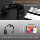 Bluetooth Headset With Microphone, Trucker Bluetooth Headset With Ai Noise Cancelling & Mute Button, Wireless On-Ear Headphones 60 Hrs Working Time, For Trucker Home Office Remote Work Zoom