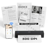 Portable Printer Wireless For Travel, Inkless Thermal Printer For Ios/Andorid/Laptop, 300Dpi, Supports Thermal Paper & Labels,Supports 8.5"X 11"Us Letter & A4, A5 For Office/Home/School/Vehicles