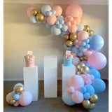 Diy 135Pcs Gender Reveal Balloon Garland Kits Chrome Metallic Latex Balloons 18/10/5Inch Pearl Balloons For Birthday Party Celebration Wedding Gender Reveal He Or She Boy Or Girl (Pink Blue Gold)