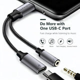 USB C to 3.5mm Headphone Adapter, 2-in-1 Type C Audio Dongle with 60W PD Fast Charging for iPhone 15 Pro Max, Galaxy, Google Pixel, iPad Pro