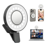 Magnetic Selfie Phone Light With Clip Mirror Rechargeable Led Selfie Ring Light Compatible For Iphone Magsafe Video Recording/Pictures/Tiktok/Zoom Calls/Make Up