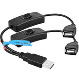 Usb Splitter 1 In 2 Out Switch, 1 Ft Usb A On/Off Switch Charger Cord, Usb 2.0 Male To Dual Female Power Cable For Data Transfer And Charging