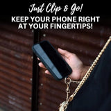Clip & Go Metal Chain Phone Lanyard with Pouch Gunmetal Black