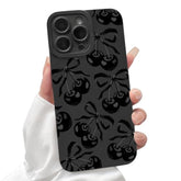Compatible For Iphone 14 Pro Max Case Cute Aesthetic Ribbon Bowknot With Black Design For Girls Women Soft Tpu Shockproof Protective Girly For Iphone 14 Pro Max Case-Cherry Bow