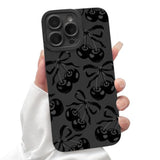 Compatible For Iphone 14 Pro Max Case Cute Aesthetic Ribbon Bowknot With Black Design For Girls Women Soft Tpu Shockproof Protective Girly For Iphone 14 Pro Max Case-Cherry Bow