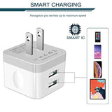 2Pack Usb Wall Charger Plug, 2.4A Dual Port Usb Adapter Power Cube Fast Charging Station Box Base For Iphone 15 14 13 12 Pro Max Se 11 Xr Xs X/8, Samsung, Phones Usb Charge Block-White Brick
