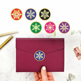 Snowflake Stickers - (Pack Of 120) 2" Large Round Gold Foil Stamping Labels For Christmas Holiday Cards Gift Envelope Seals Boxes
