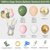 166Pcs Sage Green Balloon Garland Arch Kit Olive Green Blush Peach White Gold Balloons Artificial Eucalyptus Stems Jungle Safari Baby Shower Birthday Party Baptism Decorations For Boys Girls