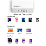 65W Usb C Charger Block, Gan Fast Charging Station Hub, 4-Ports Usb C And Usb A Multiport Desktop Charger Adapter Plug Cube With 6Ft Ac Cable For Iphone 15 Pro Max/Ipad/Galaxy/Tablet And More