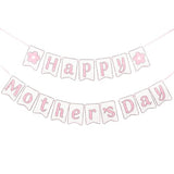 Happy Mothers Day Banner - Pre-assembled Mothers Day Decorations for Party, Mother's Day Best Mom Ever Flower Sign Bunting Garland for Home Fireplace Wall Office Photo Props Pink