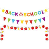 Glitter Back To School Banner And Pennant Banner Colorful Glittery First Day Of School Garland Welcome Back Party Fireplace Mantle Decorations Home Classroom Office Photo Booth Props
