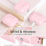 AirPods Pro 3 Case Cover for Women Girls 2025 with Cleaning Kit and Cute Bling Keychain, Soft Silicone Protective Case Compatible with Apple AirPods Pro 3rd Generation Accessories, Pink