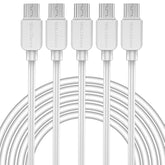 SMALLElectric Micro USB Cable (5-Pack, 6FT) Android Charger, Long Android Phone Charger Cord for Samsung Galaxy S7 S6 Edge J7 S5,Note 5 4,LG 4 K40 K20,MP3,Kindle,Tablet,White