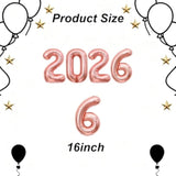 Rose Gold 2026 Number Balloons New Year Graduation Anniversary Decor