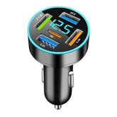 66W 5-Port Usb Car Charger Pd 30W Qc3.0 3.1A Cigarette Lighter Usb Charger With Led Voltmeter - Fast Charging Compatible With Iphone Ipad Samsung