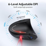Ergonomic Mouse, Wireless Bluetooth Vertical Mouse, 4800 Dpi Optical Tracking, 6 Adjustable Dpi, Quiet Clicks, 2.4Ghz With Usb A Receiver, 12 Months Battery, 6 Buttons, Wide Compatibility