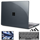 Case For 12.4 Inch Microsoft Surface Laptop Go 3/2 / 1 2023-2020 Releases, Plastic Hard Shell Case With Screen Protector And Keyborad Cover +Dust Plugs Model 2013/1943,Crystal Black