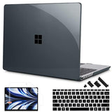 Case For 12.4 Inch Microsoft Surface Laptop Go 3/2 / 1 2023-2020 Releases, Plastic Hard Shell Case With Screen Protector And Keyborad Cover +Dust Plugs Model 2013/1943,Crystal Black