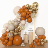 153pcs Burnt Orange Balloon Garland Kit β White, Gold & Confetti Fall Decor