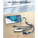 Usb C Male To Four Usb Female Cable Adapter 3.3Ft,Thunderbolt 3 To 4 Type A 2.