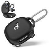 Soundcore Sport X20 Case Cover, Secure Lock Design, Soft Silicone Protective Scratch Resistant Logo Visible Cover for Anker Charging Case with Carabiner - Black