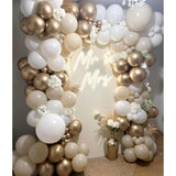 White Sand Gold Balloon Garland Arch Kit 144Pcs Beige Nude White With Metallic Chrome Gold Latex Balloons For Wedding Bridal Shower Engagement Party Decorations Birthday Baby Shower Supplies