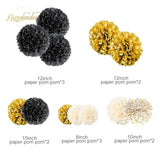 Black And Gold Party Supplies For 2025 Graduation - 12Pcs Metallic Foil Paper Lanterns Decorative For Graduation, Wedding, Birthday, Baby Shower, Retirement Party, New Years Eve Party