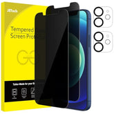 JETech Privacy Screen Protector for iPhone 12 6.1-Inch with Camera Lens Protector, Anti Spy Tempered Glass Film, 2-Pack Each