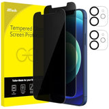 JETech Privacy Screen Protector for iPhone 12 6.1-Inch with Camera Lens Protector, Anti Spy Tempered Glass Film, 2-Pack Each
