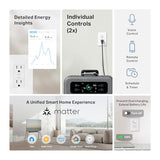 Smart Plug, Wi-Fi In-Wall Outlet, Matter Compatible, Energy Monitoring, 15A/1800W Max, Works With Alexa, Apple Home, Google Home, Smartthings, Voice/Remote Control, Etl Certified - P210M
