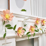 Crepe Paper Flowers Banner White Blush Pink Paper Flower Banner Spring Hanging Paper Flower Garland Paper Leaves Banner For Spring Birthday Wedding Home Decorations
