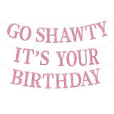 Pink Go Sha It'S Your Birthday Banner - No Diy - Hip Hop Theme Glitter Happy Birthday Banner - Pre-Strung - Funny 30Th/40Th/50Th Birthday Party Decorations