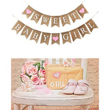 2pcs Sweet Baby Girl Burlap Banner with Light Pink Hearts for Baby Shower Decor