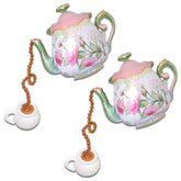Étincelle Diy Helium-Ready Teapot Balloon Foil Pink And Green Floral Design, Lets Par-Tea 2 Pcs Suspended Spring Tea Time Lowtea Diy Party Balloons Theme Baby Shower First Birthday Decoration