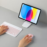 Rechargeable Bluetooth Keyboard And Mouse Combo For Ipad, Ultra-Slim Portable Wireless Mouse Keyboard For Ipad Pro Air Mini Iphone Samsung Tablet Cell Phone Android, Ipados/Ios 13 And Above (Pink)