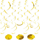 24 Pcs Gold Foil Hanging Swirl,Sparkle Ceiling Hanging Decorations, Plastic Streamer Party Decorations,Swirl Decorations With Double-Swirls And Single-Swirls For Birthday,Graduation,Easter,New Year