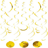 24 Pcs Gold Foil Hanging Swirl,Sparkle Ceiling Hanging Decorations, Plastic Streamer Party Decorations,Swirl Decorations With Double-Swirls And Single-Swirls For Birthday,Graduation,Easter,New Year
