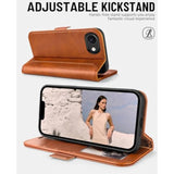 Retro Brown Wallet Case and Card Holder for iPhone 16e and iPhone 17e