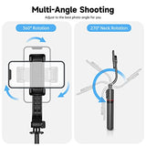 Phone Tripod & Selfie Stick with Light & Remote, 42" Extendable Selfie Stick Cell Phon Travel Tripod Stand Compatible with iPhone Android, Camera,