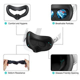 Silicone Face Cover Pad For Oculus/Meta Quest 2 With Lens Protector, Anti-Light Leakage Cleanable Face Pad & Lens Cover Accessories Kit Keep Your Vr Headset Sweat-Free (Black)