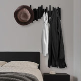 Bamboo Multi Hook Coat Rack -Decorative Hooks For Wall Modern, Unique, Space-Saving Coat Hanger With 4 Flip-Down Hook For Hanging Coats, Christmas Decorations Wall Hooks For Hanging,Black